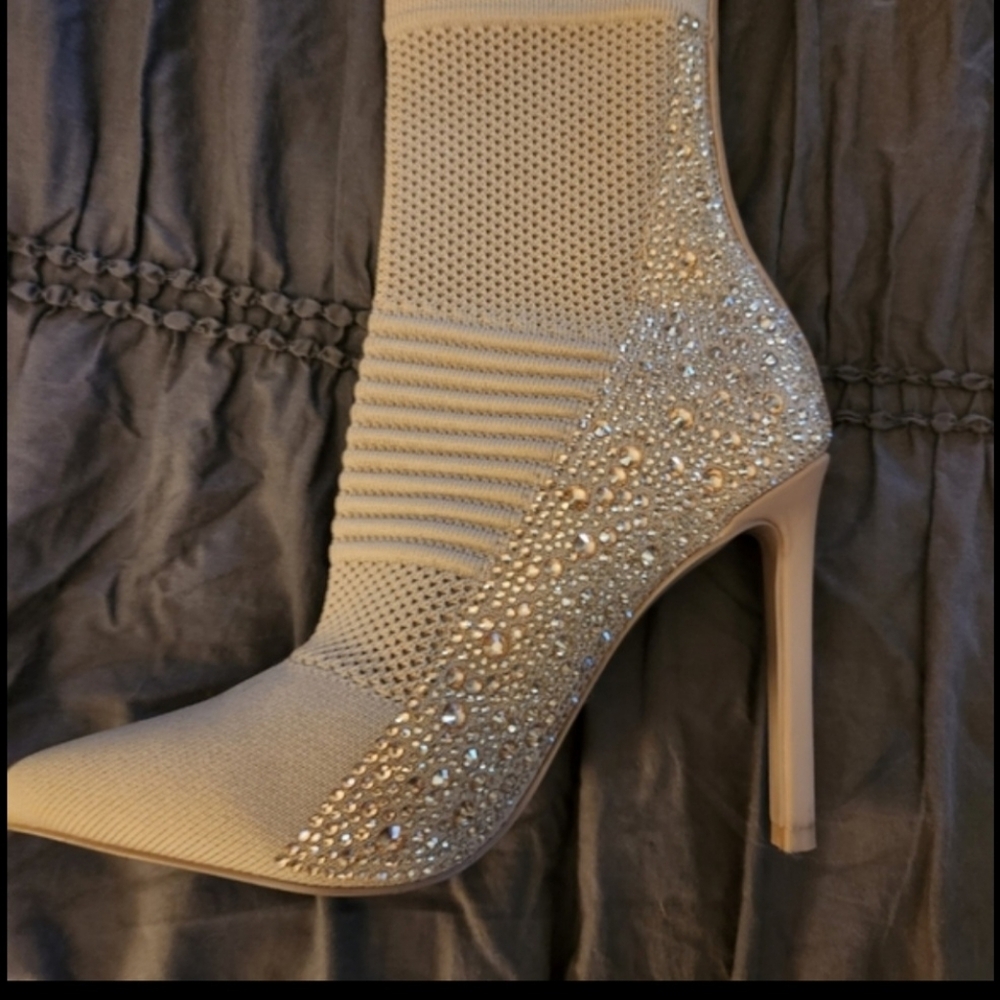 Steve Madden Crystal Embellished Knit Sock Booties